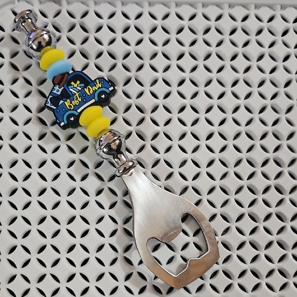 "Best Dad" Colorful Beaded Bottle Opener
